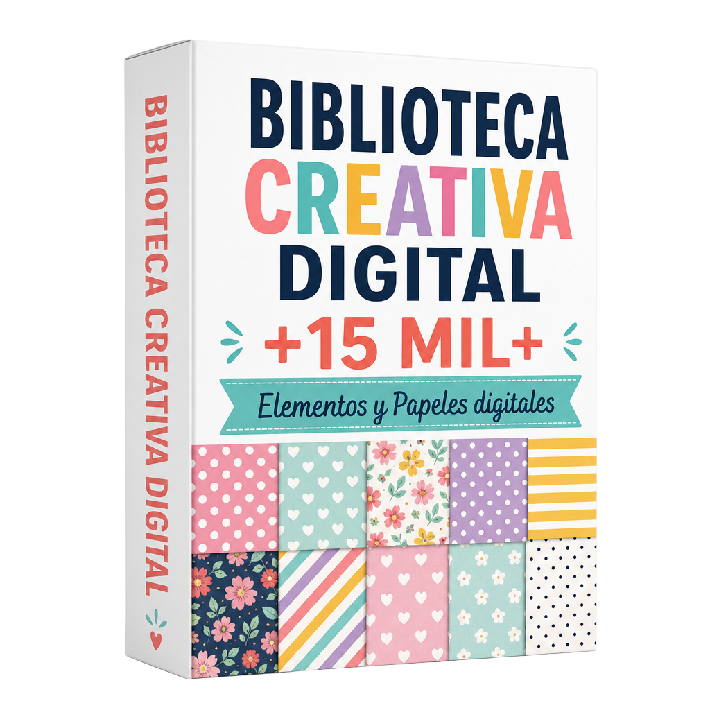 Biblioteca Creativa Digital con +15.000 Elementos y Papeles Digitales